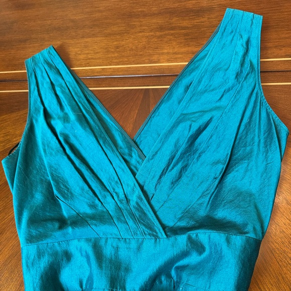 Moschino Teal Dress | Silk & Cotton Blend | Made in Italy | Elegant Designer - Picture 4 of 13
